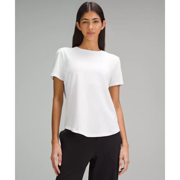 EUC Lululemon Love Curved-Hem Crewneck T-Shirt White Pima Cotton Size 2 Capsule - Picture 1 of 11